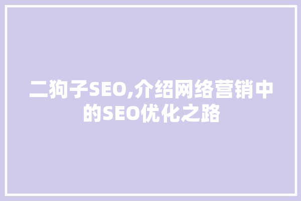 二狗子SEO,介绍网络营销中的SEO优化之路 智能写作