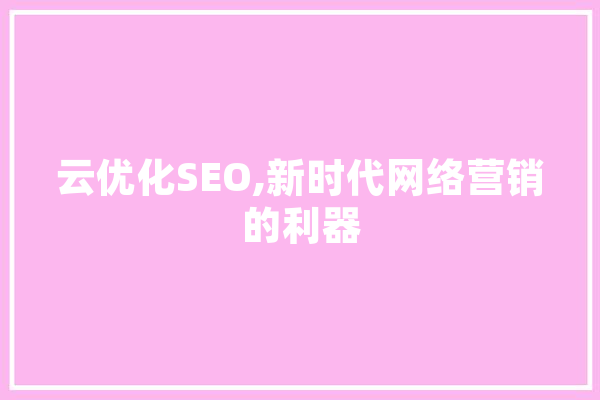 云优化SEO,新时代网络营销的利器 云服务