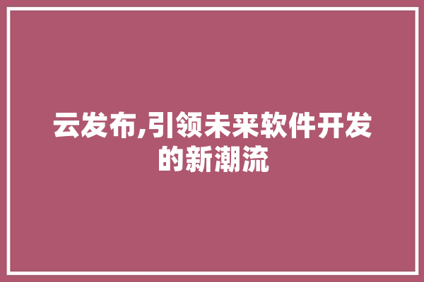 云发布,引领未来软件开发的新潮流