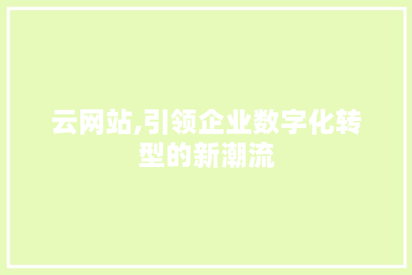云网站,引领企业数字化转型的新潮流
