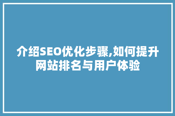 介绍SEO优化步骤,如何提升网站排名与用户体验