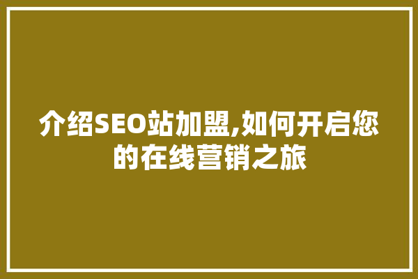 介绍SEO站加盟,如何开启您的在线营销之旅