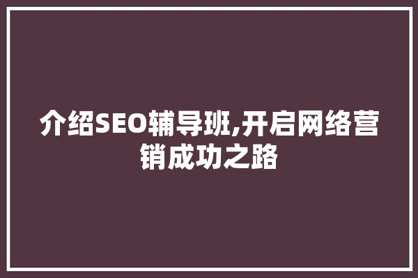 介绍SEO辅导班,开启网络营销成功之路 绘影字幕