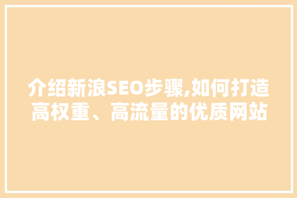介绍新浪SEO步骤,如何打造高权重、高流量的优质网站
