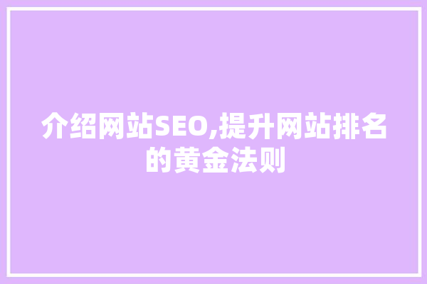 介绍网站SEO,提升网站排名的黄金法则