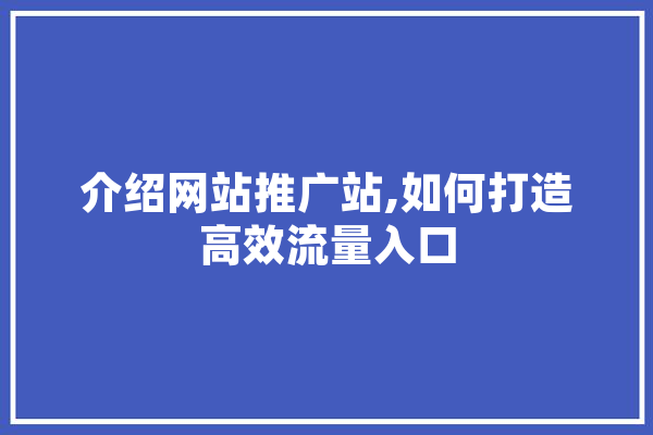 介绍网站推广站,如何打造高效流量入口 智能写作