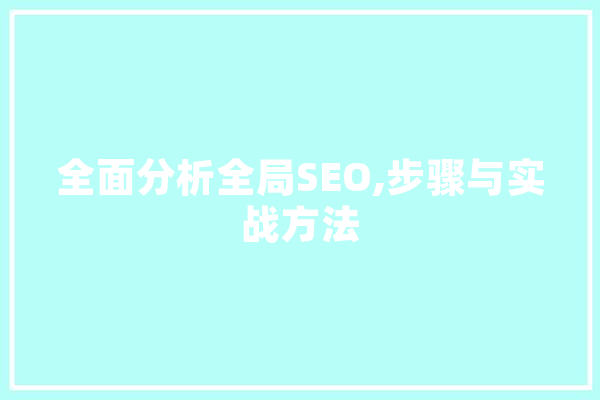 全面分析全局SEO,步骤与实战方法