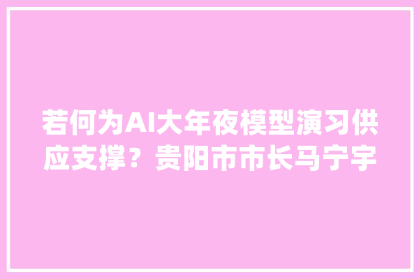 若何为AI大年夜模型演习供应支撑？贵阳市市长马宁宇答南都问_模子_数据