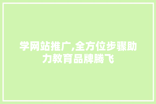 学网站推广,全方位步骤助力教育品牌腾飞