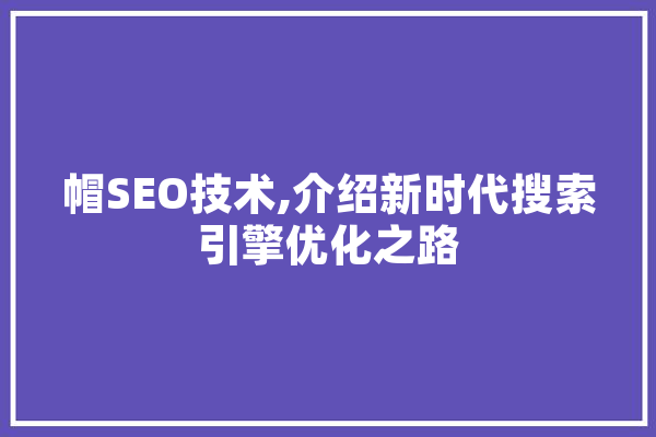 帽SEO技术,介绍新时代搜索引擎优化之路