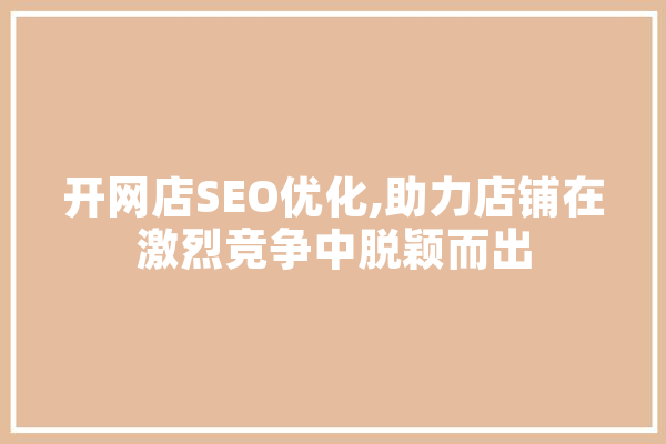 开网店SEO优化,助力店铺在激烈竞争中脱颖而出