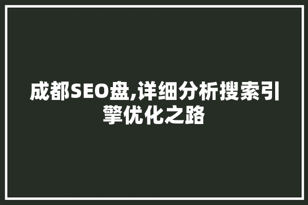 成都SEO盘,详细分析搜索引擎优化之路
