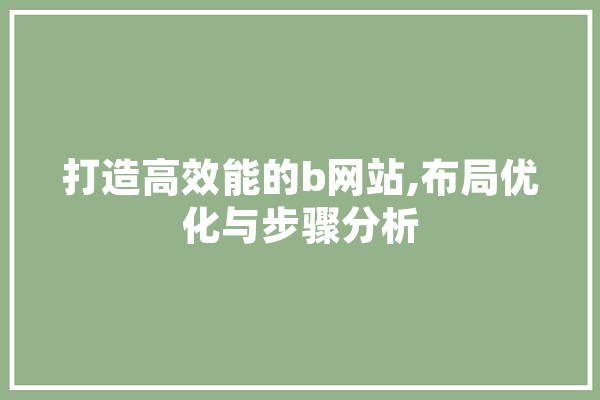 打造高效能的b网站,布局优化与步骤分析