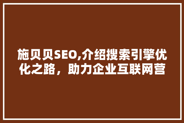 施贝贝SEO,介绍搜索引擎优化之路，助力企业互联网营销新篇章