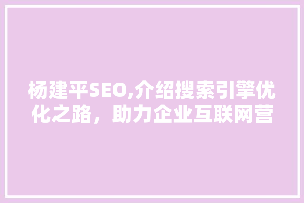 杨建平SEO,介绍搜索引擎优化之路，助力企业互联网营销