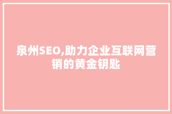 泉州SEO,助力企业互联网营销的黄金钥匙