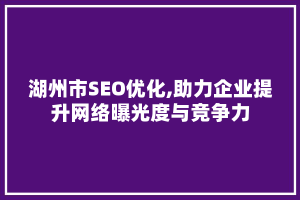 湖州市SEO优化,助力企业提升网络曝光度与竞争力