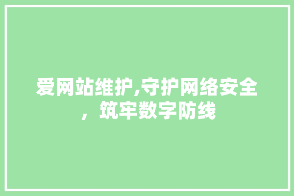 爱网站维护,守护网络安全，筑牢数字防线
