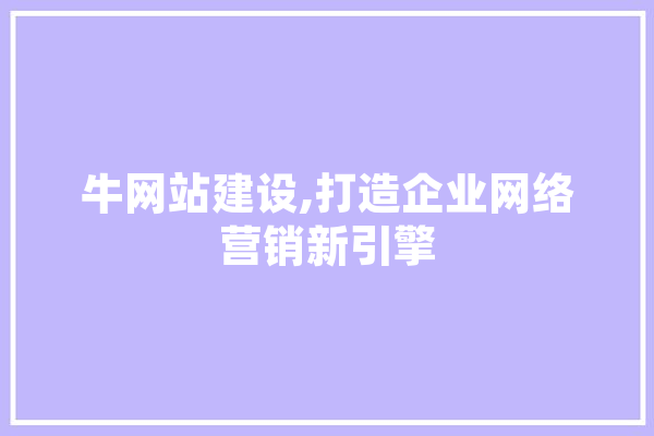 牛网站建设,打造企业网络营销新引擎