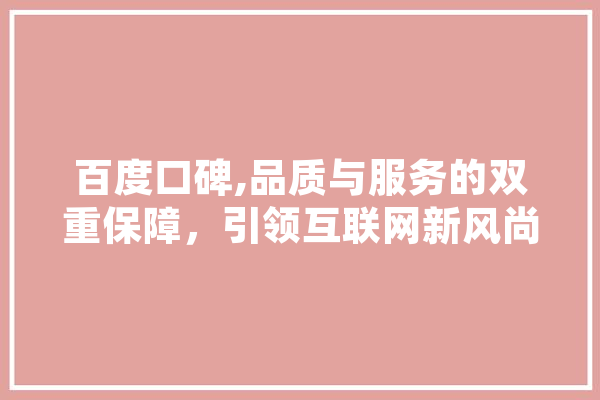 百度口碑,品质与服务的双重保障，引领互联网新风尚