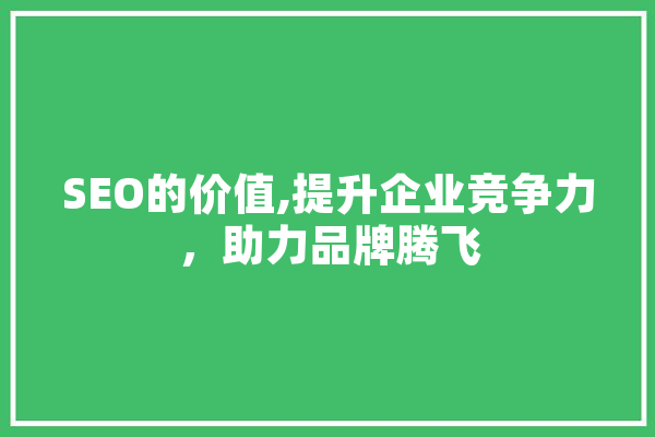 SEO的价值,提升企业竞争力，助力品牌腾飞