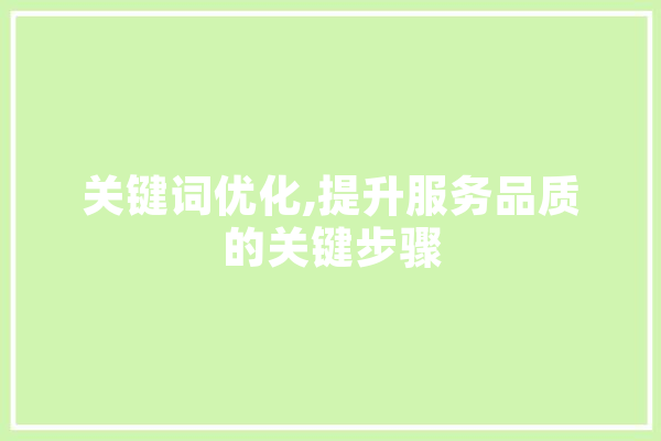 关键词优化,提升服务品质的关键步骤