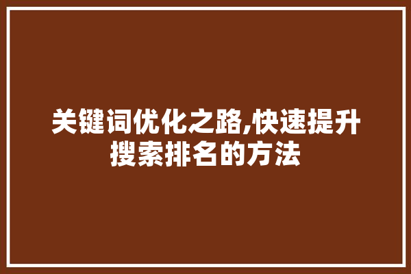 关键词优化之路,快速提升搜索排名的方法