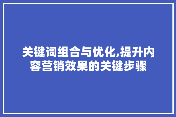 关键词组合与优化,提升内容营销效果的关键步骤 智能助手