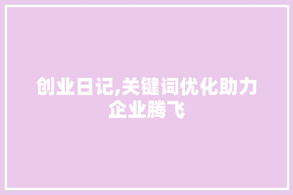 创业日记,关键词优化助力企业腾飞 计算机