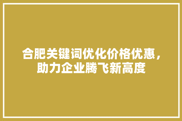 合肥关键词优化价格优惠，助力企业腾飞新高度 智能助手