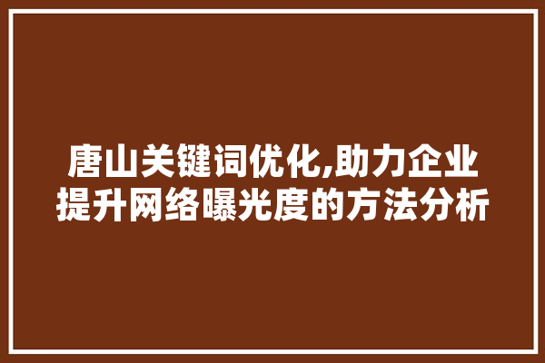 唐山关键词优化,助力企业提升网络曝光度的方法分析