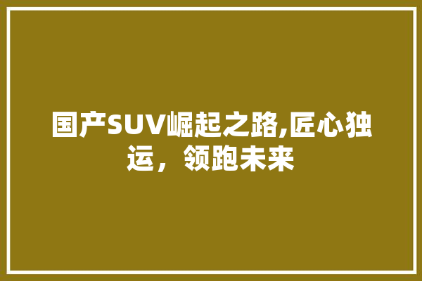 国产SUV崛起之路,匠心独运，领跑未来