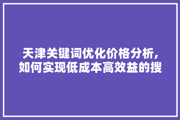 天津关键词优化价格分析,如何实现低成本高效益的搜索引擎营销
