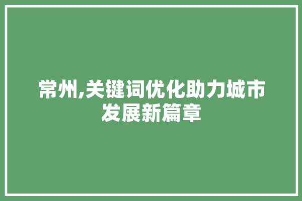 常州,关键词优化助力城市发展新篇章