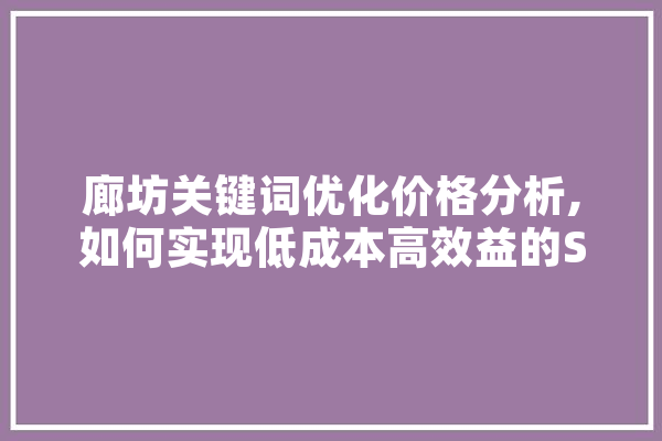 廊坊关键词优化价格分析,如何实现低成本高效益的SEO步骤