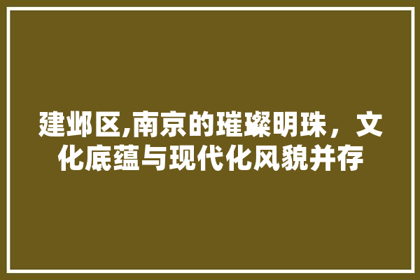 建邺区,南京的璀璨明珠，文化底蕴与现代化风貌并存