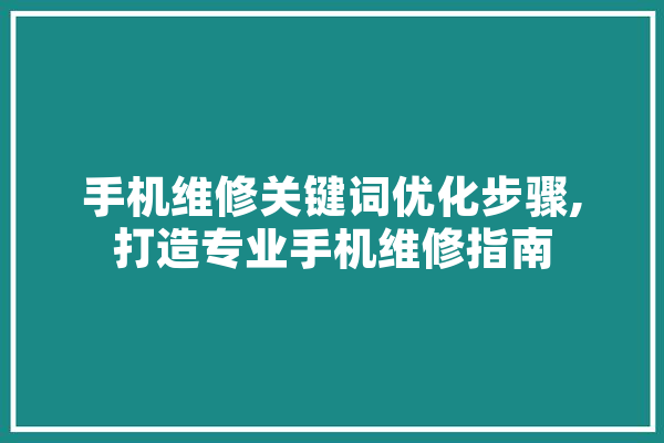 手机维修关键词优化步骤,打造专业手机维修指南