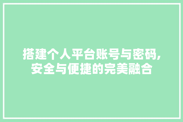搭建个人平台账号与密码,安全与便捷的完美融合