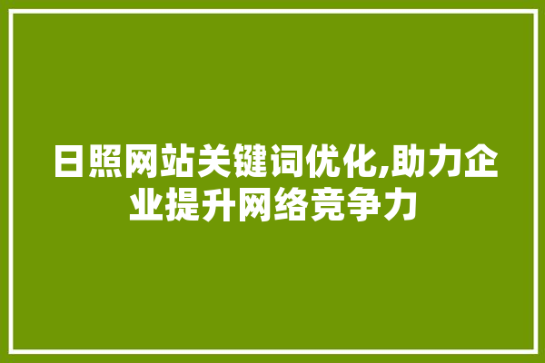 日照网站关键词优化,助力企业提升网络竞争力