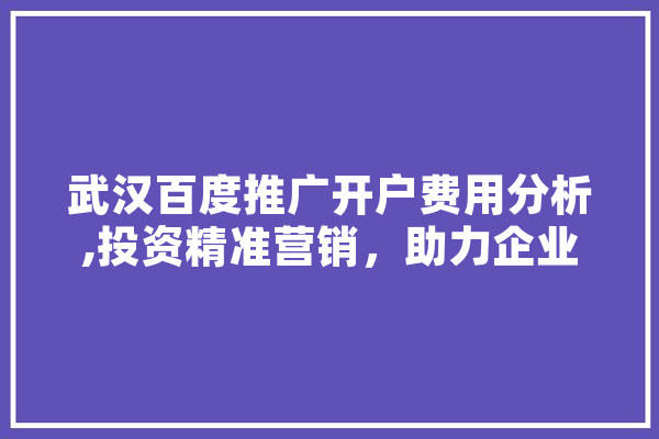 武汉百度推广开户费用分析,投资精准营销，助力企业腾飞