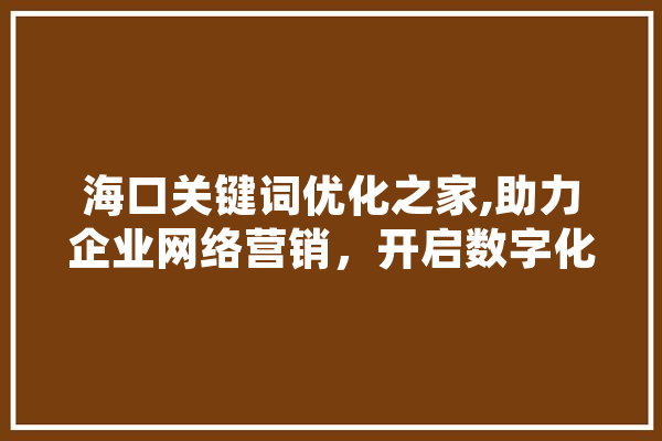 海口关键词优化之家,助力企业网络营销，开启数字化增长新篇章
