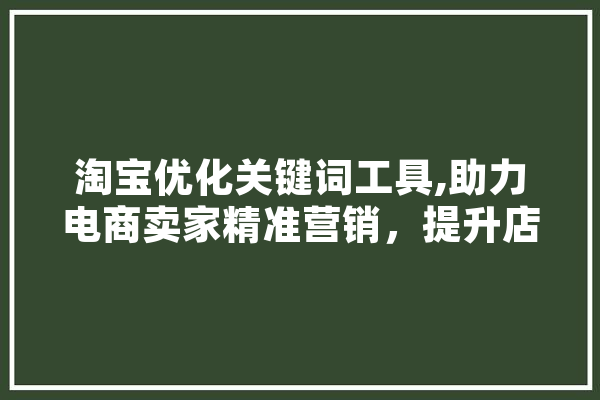 淘宝优化关键词工具,助力电商卖家精准营销，提升店铺流量与转化率