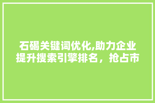 石碣关键词优化,助力企业提升搜索引擎排名，抢占市场先机 文字写作