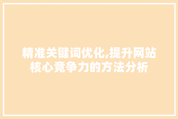 精准关键词优化,提升网站核心竞争力的方法分析
