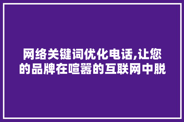 网络关键词优化电话,让您的品牌在喧嚣的互联网中脱颖而出 云服务