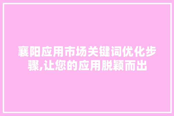 襄阳应用市场关键词优化步骤,让您的应用脱颖而出 智能助手