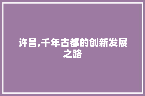 许昌,千年古都的创新发展之路