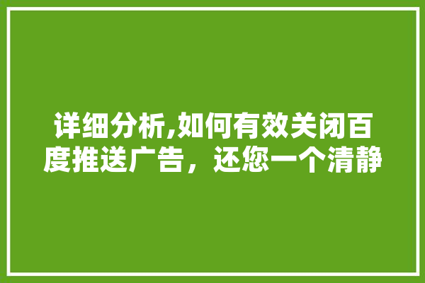 详细分析,如何有效关闭百度推送广告，还您一个清静的网络空间