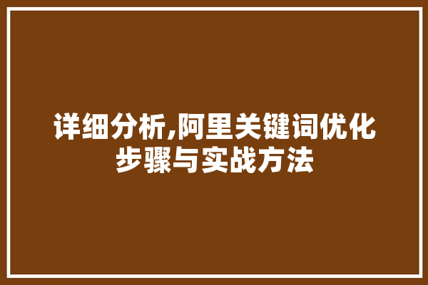 详细分析,阿里关键词优化步骤与实战方法 计算机