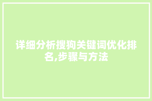 详细分析搜狗关键词优化排名,步骤与方法 AI简讯